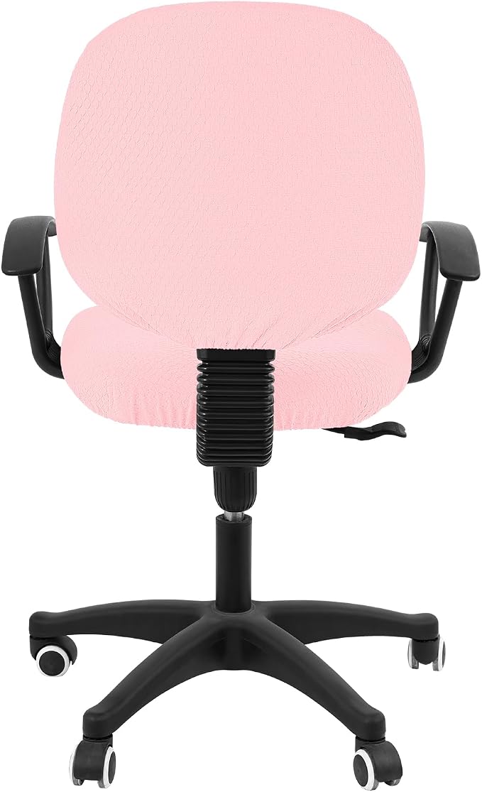 Smiry Office Computer Chair Covers for Desk Rotating Chair Protector | Stretch Jacquard Removable Washable Universal Slipcovers, Seat + Backrest Cover, Blush Pink