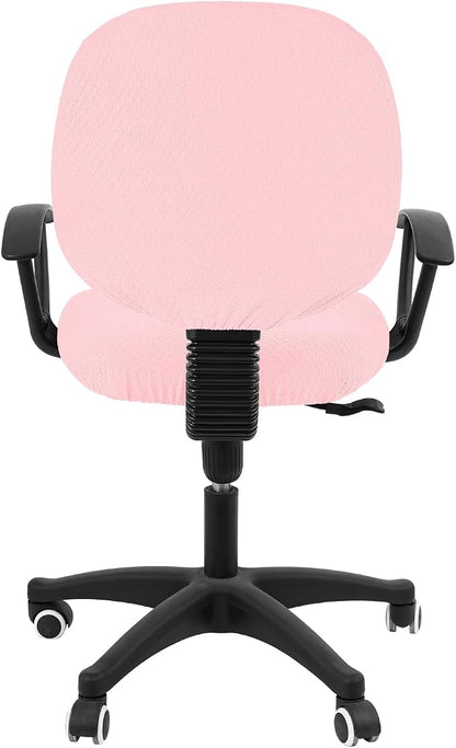 Smiry Office Computer Chair Covers for Desk Rotating Chair Protector | Stretch Jacquard Removable Washable Universal Slipcovers, Seat + Backrest Cover, Blush Pink