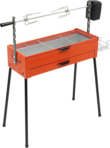 Portable Charcoal Grill, Charcoal Grill Portable Charcoal Grill with Rotisserie Rotisserie Grill Featuring a Detachable Table Stainless Steel Grills, And Storage Shelf Ideal for Camping