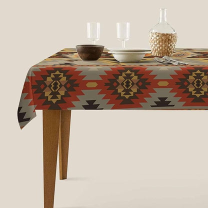 TKS MITLAN Geometric Pattern Decorative Rectangle Tablecloth American Style Aztec Polyester Table Cloth Kitchen Cover for Dining BBQ Picnic Coffee Table 60 x 84 Inch 6-8 Seats
