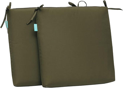 QILLOWAY Outdoor Indoor Seat Cushions, Square Foam Dining Chair Pads,All Weather, 17"x17"x3",2 Count (SAGE)