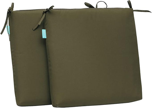 QILLOWAY Outdoor Indoor Seat Cushions, Square Foam Dining Chair Pads,All Weather, 17"x17"x3",2 Count (SAGE)