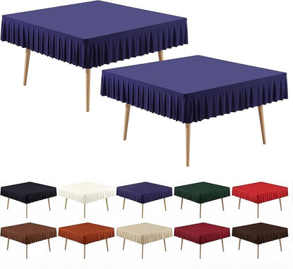 PARTISKY Navy Blue Spandex Square Tablecloths 48x48 Inch, 2 Pack Wrinkle Free Fitted Card Table Cloth Stretch Square Table Cover for Kitchen Dinner, Holiday Party, Wedding Banquet, Display Trade Show