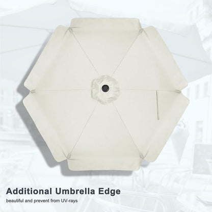 MASTERCANOPY 7.5ft Patio Umbrella with Valance, Crank & Tilt, Light Beige | 6 ribs, UV/fade-resist, waterproof, vent, for garden/deck/yard/pool