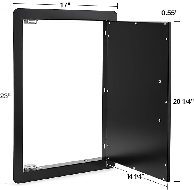 Stanbroil BBQ Access Door - 17W x 23H Inch Wall Construction Flush Mount Single Vertical Door for Outdoor Kitchen, BBQ Island, Grilling Station, Outside Cabinet - Black