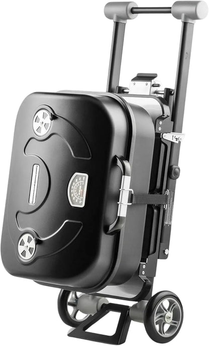 Portable Charcoal Grill, Adjustable Heights, Foldable with Thermometer