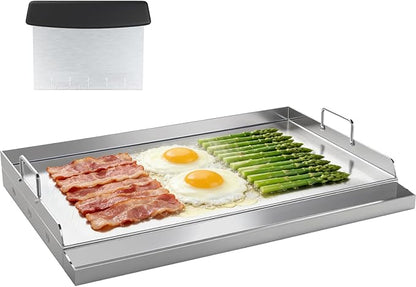 COZEER Stainless Steel Griddle 17＂×13＂, Nonstick Griddle for Gas Grill | Universal, Muti-Purpose, Pre-Seasoned, Upgrated, for Camping, Tailgating, Paties