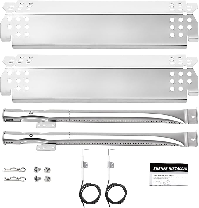 2 Burner Grill Replacement Parts for Nexgrill 720-0864, 720-0864m, Stainless Steel Gas Grill Burner & Heat Shield & Igniters Replacement Kit for Nexgrill