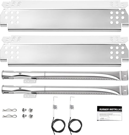2 Burner Grill Replacement Parts for Nexgrill 720-0864, 720-0864m, Stainless Steel Gas Grill Burner & Heat Shield & Igniters Replacement Kit for Nexgrill
