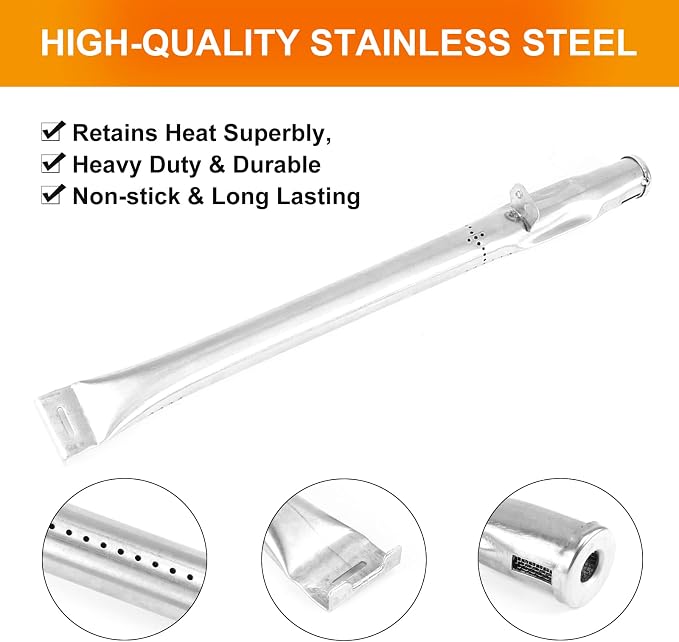 Grill Replacement Parts for Dyna Glo DGF350CSP DGC350CNP-D DGH353CRP Grill, Porcelain Steel Heats Tents Plates and Stainless Steel Straight Burner Pipe Tubes Grill Parts Repair Kit, 2 Pack | 2-Pack Porcelain Steel Heat Plate and Stainless Steel Grill B...