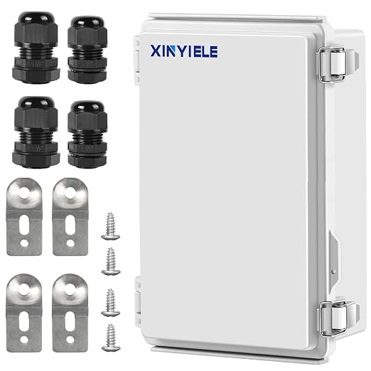 Waterproof Outdoor Project ABS Plastic Junction Box IP67 Weatherproof Dustproof Enclosure with Hinged Cover, Mounting Plate,Wall Brackets for Power Project (11"X7.5"X5.5")
