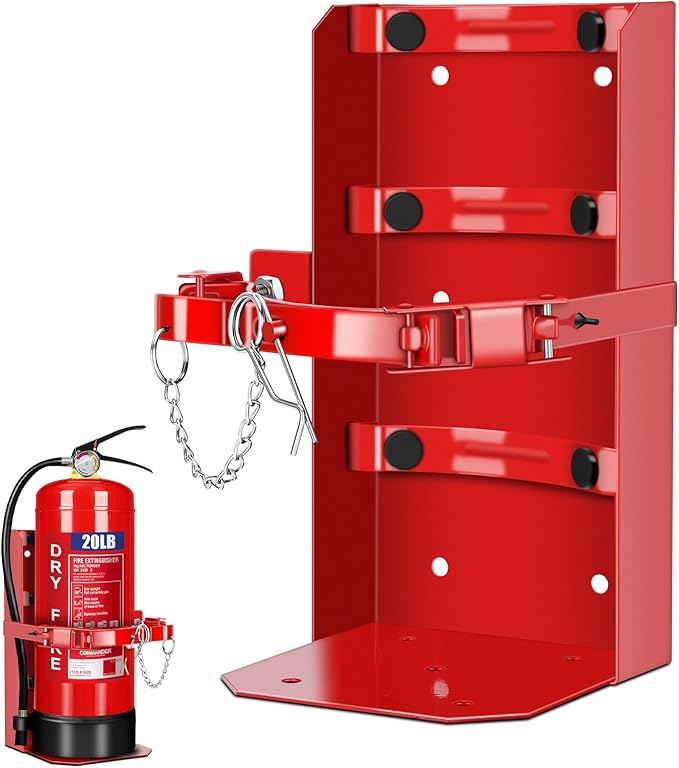 Heavy Duty Vehicle Bracket,Fire Extinguisher Brackets&Mounts-St12 Steel Red, Fit 20lb Dry/10lb Co2 Extinguisher-for School,Garage,Vehicle,Boat,Truck Generic Replacement for 810 by amerex