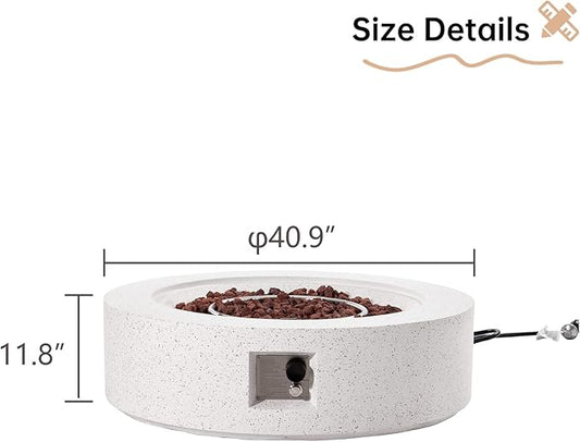 HOMPUS Outdoor Round Propane Fire Pit Table, 41" CSA Certified Fire Table,50000 BTU Fire Pit w Free Waterproof Cover & Fire Stone for Patio
