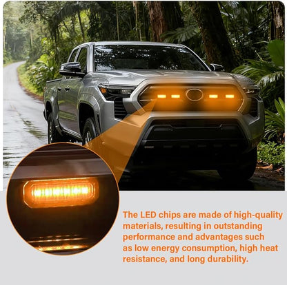 LED Grille Lights Fit for Toyota Tacoma 2024 2025 SR SR5, Amber Grille Light Strips, IP68 Waterproof Seal, Non-Destructive Installation, Off-Road Marker Light Kit, Car Accessories