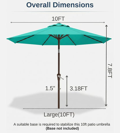 10FT Patio Umbrella, Outdoor Umbrella with Push Button Tilt and Crank, 8 Sturdy Ribs, UV Protection & Waterproof Market Umbrella for Pool, Backyard, Beach,Deck