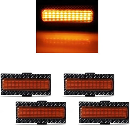 For Jeep Wrangler JL 2024 2025 Led Grill Grille Lights Front Bumper Daylights Daytime Running White Yellow Car Accessories 4pcs(LED Amber B)