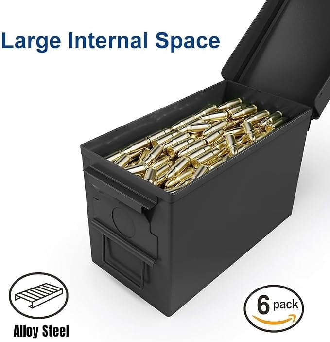 PATRON 30 & 50 Cal Ammo Can Metal Ammo Box Storage Crate Case for Shotgun Bullet Rifle Ammunition Waterproof (Black or Green)