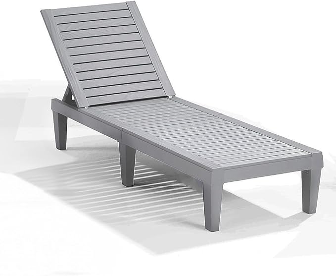 Nestl Sun Tanning Chair - Light Grey Chaise Lounge Chair Outdoor, Lightweight Pool Lounge Chairs, Adjustable 5-Position Reclining Lawn Chair, Waterproof Beach Outdoor Lounge Chairs
