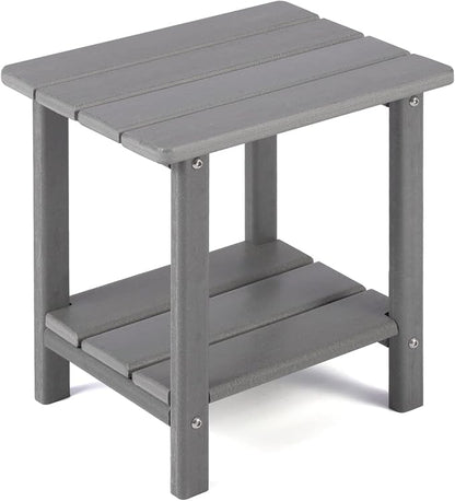 Apolimi Adirondack Outdoor Side Table, 2-Tier Sturdy Patio End Table Weather Resistant, 16.5" Solid Side Table for Patio, Pool, Porch