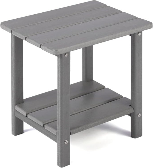 Apolimi Adirondack Outdoor Side Table, 2-Tier Sturdy Patio End Table Weather Resistant, 16.5" Solid Side Table for Patio, Pool, Porch
