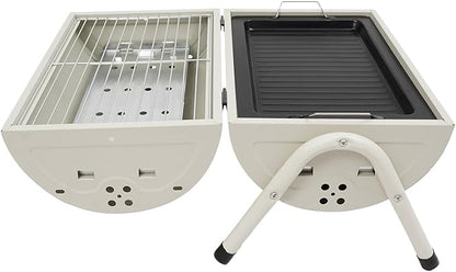 Barbecue Charcoal Barrel Grill, Portable Vertical C-harcoal Smoker G-rill, Outdoor Indoor Hanging BBQ C-harcoal Barrel G-rill with 360° Heated, Built-In Oil and Ash Trays (13x15in 20 Skewers)