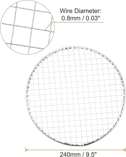 HARFINGTON 5pcs Round BBQ Grill Net 9.5" Dia Galvanized Iron Barbecue Mesh Mat for Baking Smoking Charcoal Grilling Roasting
