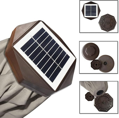 EliteShade USA 10-Year-Non-Fading 10ft Market Patio Umbrella, Commercial Grade Table Sun Umbrella with 80 Solar LED Lights, Crank Open, Windproof & UPF 50+ UV Protection for Garden, Deck, Pool, Backyard, No Tilt, Taupe