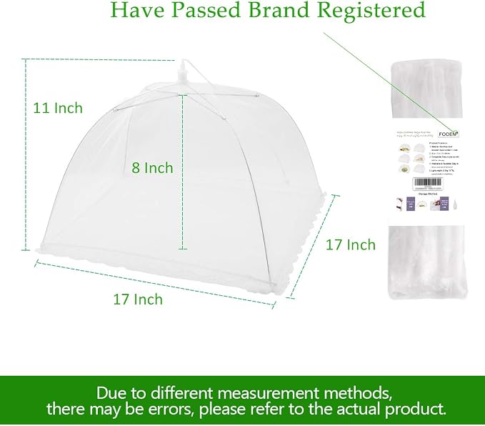(8Pack) Pop-up Picnic Food Tent Covers, 17x17Inch Foldable Mesh Screen Food Covers for Outdoors, Reusable Food Cover Net Keep Out Flies, Mosquitoes…