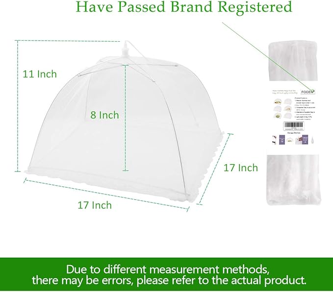 (3Pack) Pop-up Picnic Food Tent Covers, 17x17Inch Foldable Mesh Screen Food Covers for Outdoors, Reusable Food Cover Net Keep Out Flies, Mosquitoes…