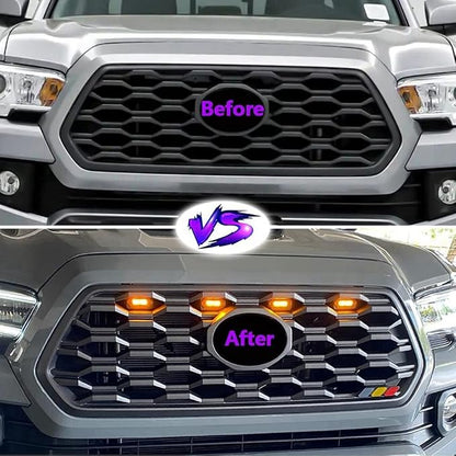 1Set Car LED Front Grill Lights External Grill Lamp Smoke Replacement Parts Car Accessories, Black, 500351180