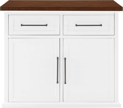 Crosley Furniture Bartlett Kitchen Island with Wood Top, White/Walnut