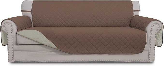 Easy-Going Reversible Couch Cover, 4 Seater Sofa, Brown/Beige | XX-Large Sofa, Washable Slipcover For Dogs, Water Resistant Mat, Living Room, Non-Slip Sofa Cover, Pet Friendly