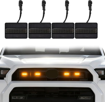 4PCS Amber LED Front Grille Llight Clip On for 2024 2025 Toyota Tacoma SR/SR5 OEM Off-Road Front Grille Light with Wiring Harness and Fuse