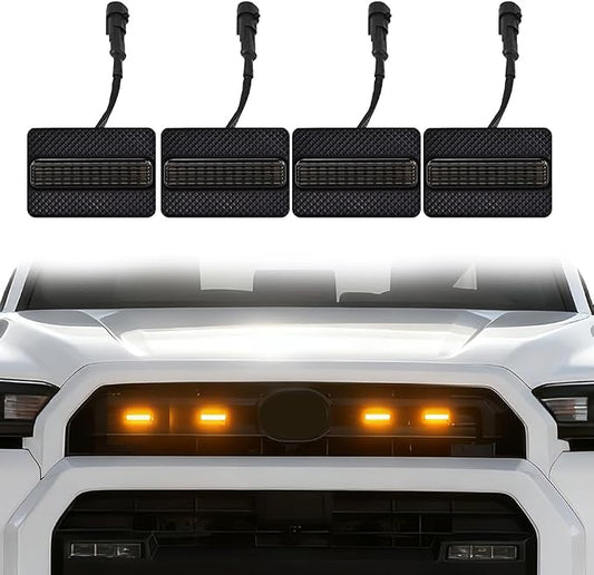4PCS Amber LED Front Grille Llight Clip On for 2024 2025 Toyota Tacoma SR/SR5 OEM Off-Road Front Grille Light with Wiring Harness and Fuse