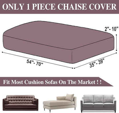 LA MEACK Couch Cushion Cover Chaise Lounge Cover Washable Separate Seat Chaise Couch Cover Stretch Sectional Sofa Slipcover(1 Piece for Chaise or Sofa 3-Seater, Brown)