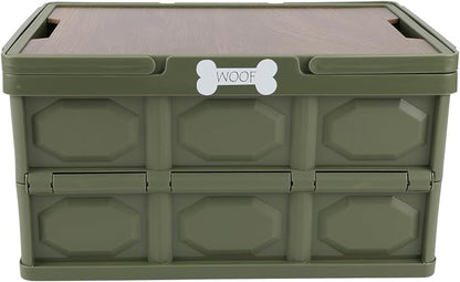 Morezi Outdoor Dog Toy bin chew Proof Box Storage in Plastic Foldable Designed Dog Stuff Organizer Great for pet Food organizing Toys leashes Clothing in Outside Green