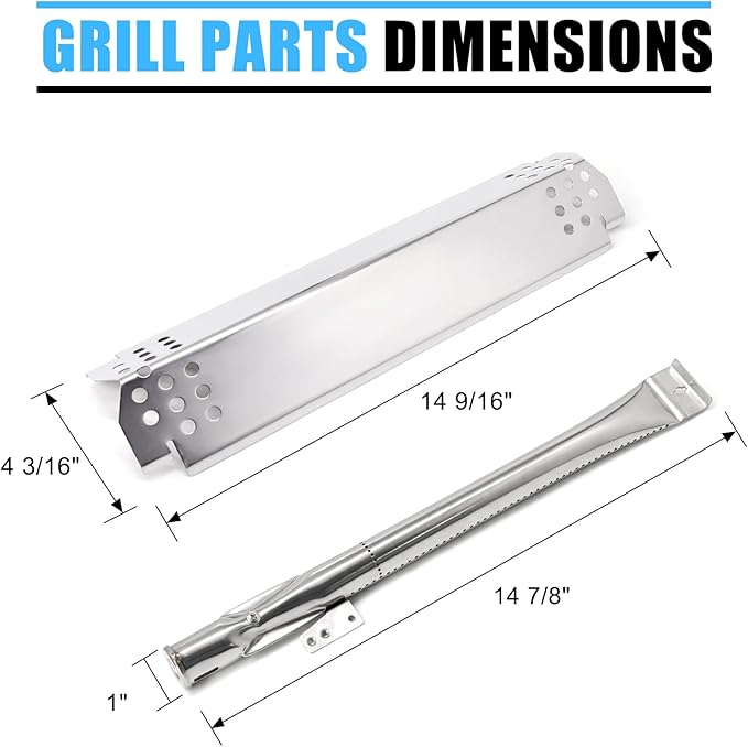Grill Replacement Parts for Nexgrill 720-0888, 720-0888N, 720-0830H Gas Grill Models, 5 Pack Stainless Steel Pipe Burners, Heat Plates and Electronic Ignitors Kit for Nexgrill Replacement Parts
