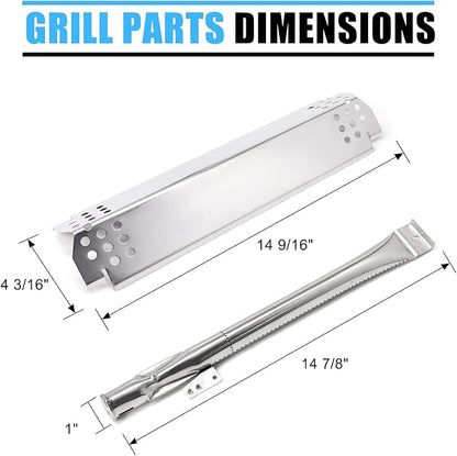 Grill Replacement Parts for Nexgrill 720-0888, 720-0888N, 720-0830H Gas Grill Models, 5 Pack Stainless Steel Pipe Burners, Heat Plates and Electronic Ignitors Kit for Nexgrill Replacement Parts