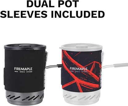Fire-Maple Fixed Star 1 Pro Camping Stove System, Upgraded Handle, 19.6oz | 30% Faster Boil with HX Base, Piezo Ignition, Locking Handle, All-in-One, Portable, Compatible with Most Canisters