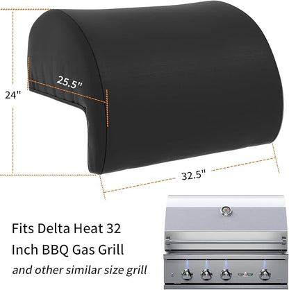 Built in Grill Cover for Delta Heat 32 Inch Outdoor Barbecue Grill PU Coated UV Resistant Water Resistant Built in BBQ Cover for Delta Heat 32