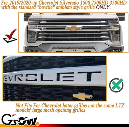 [Upgraded Version] 3 PCS Super Bright Amber LED Center Grille Light Kit for 2019-2025 Chevrolet Silverado 1500 2500HD 3500HD, Position Smoked Lens with Sturdy Mount Bracket - Amber Light