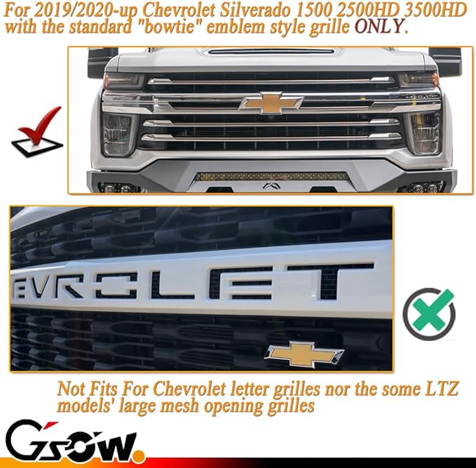 [Enhanced Visibility] [Upgraded Version] 3 PCS Super Bright Amber LED Center Grille Light for 2019/2020-up Chevrolet Silverado 1500 2500HD 3500HD, Position Amber Lens with Sturdy Mount Bracket