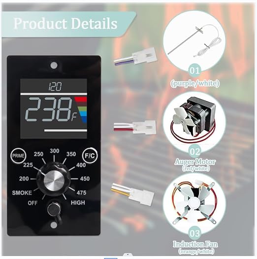 Upgrade Digital Control Board Kit Compatible with Pit Boss Pellet Grills | Mahogany 150PPS BBQ Replacement Panel, Temperature Controller, RTD Sensor Probe, Grill Repair Parts, Digital Display Upgrade