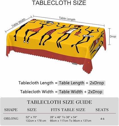African Woman Decorative Table Cover for Kitchen, Ethnic African Women Dancers Oblong Tablecloth Dining Table Cloth Tabletop Tablecloths for BBQ Picnic Coffee 52"X70", 4-6 Seats