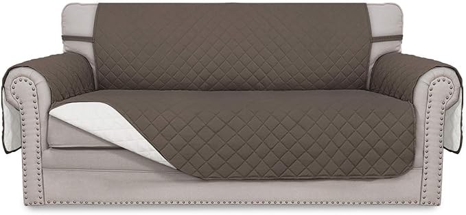 Easy-Going Reversible Couch Cover, 2 Cushion Sofa, Taupe/Ivory | Oversized Loveseat, Machine Washable Slipcover For Dogs, Water Resistant Mat, Living Room, Non-Slip Sofa Cover, Pet Friendly