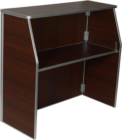 Flash Furniture Amara 4' Walnut Woodgrain Laminate Foldable Bar - Portable Event Bar