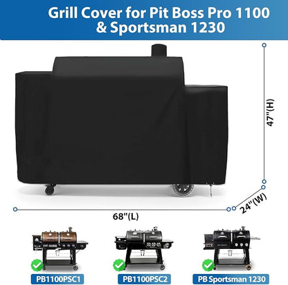 Grill Cover for Pit Boss Pro Series 1100 Combo Grill, 600D Waterproof | Fits PB1100PSC1 PB1100PSC2 Pro Series 1100 Triple-Function Pellet Gas Grill, PB1230 PB1230SP Sportsman 1230 Combo Grill