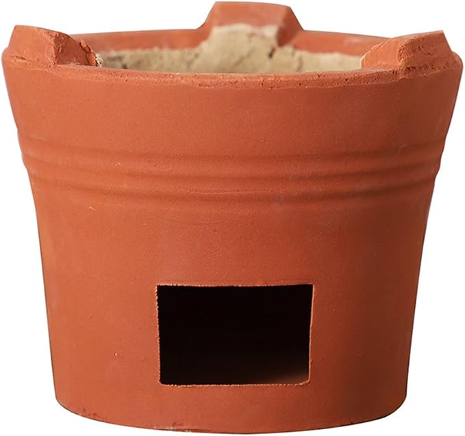 Red Clay Charcoal Grill Stove - Portable Pottery Barbecue for Camping and Picnics, Medium Clay Cooking Stove, Ideal for Outdoor Cooking and Home Heating
