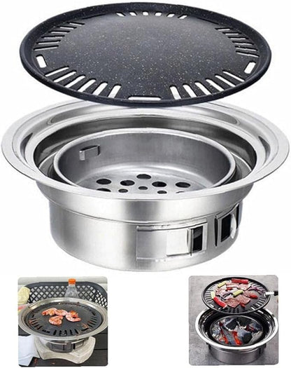 Charcoal Barbecue Grill Round Portable Household Camping Grill Stove with Barbecue Net,Outdoor Barbecue Tools, Baking tray