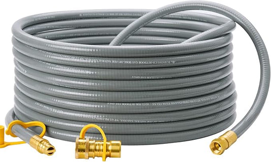 CALPOSE 40 Feet 3/8 inch ID Natural Gas Grill Hose with Quick Connect Fittings, Natural Gas Line for Grill, Pizza Oven, Heater and More Low Pressure Appliance